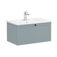 Vitra Root Classic 68795 Lavabo Dolabı, Tek Çekmeceli, 80 Cm, Mat Fiyord Yeşili, Köşeli Lavabolu
